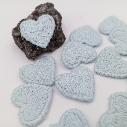 Light blue heart appliques VINTAGE Sew on Patches #664