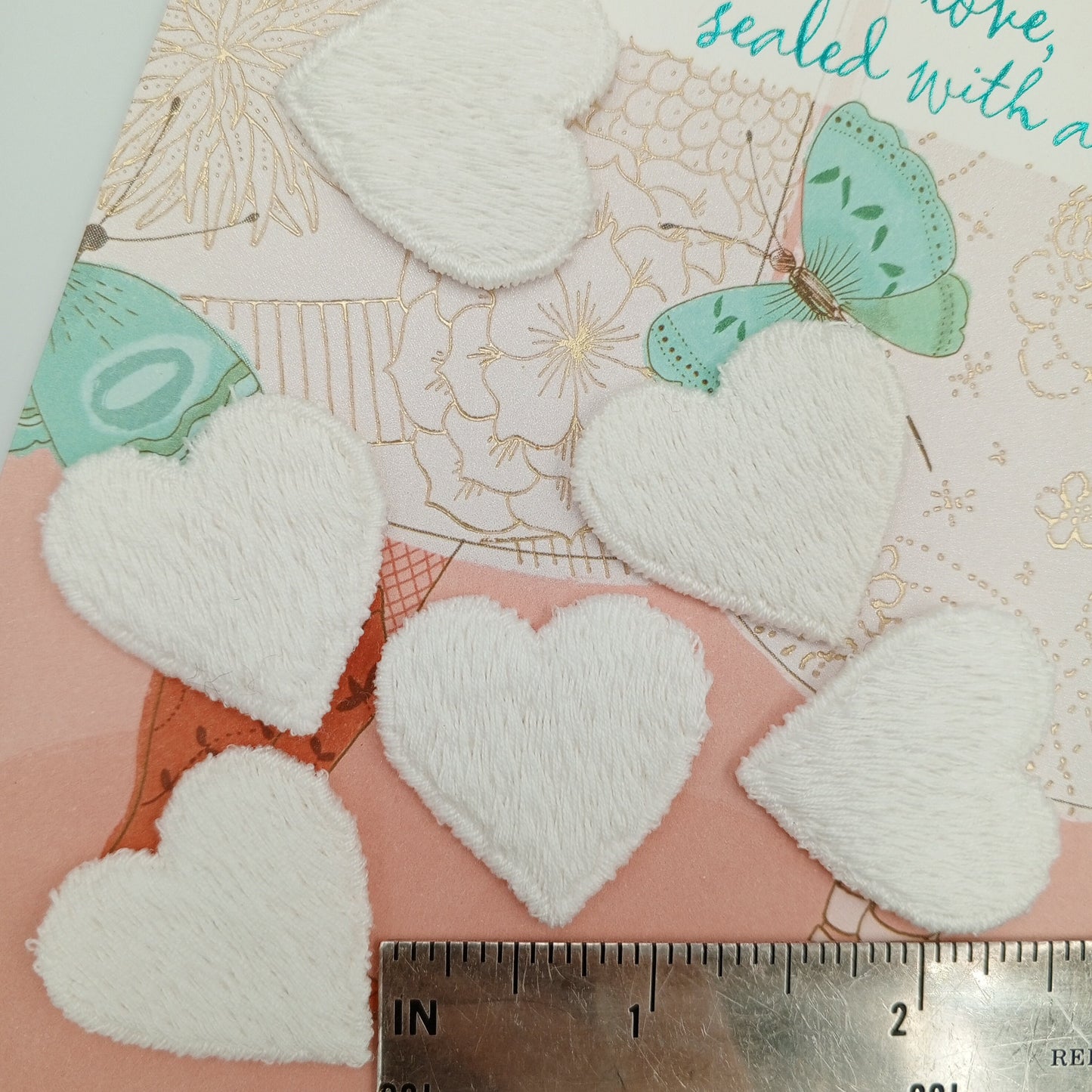 White heart appliques VINTAGE Sew on Patches #663