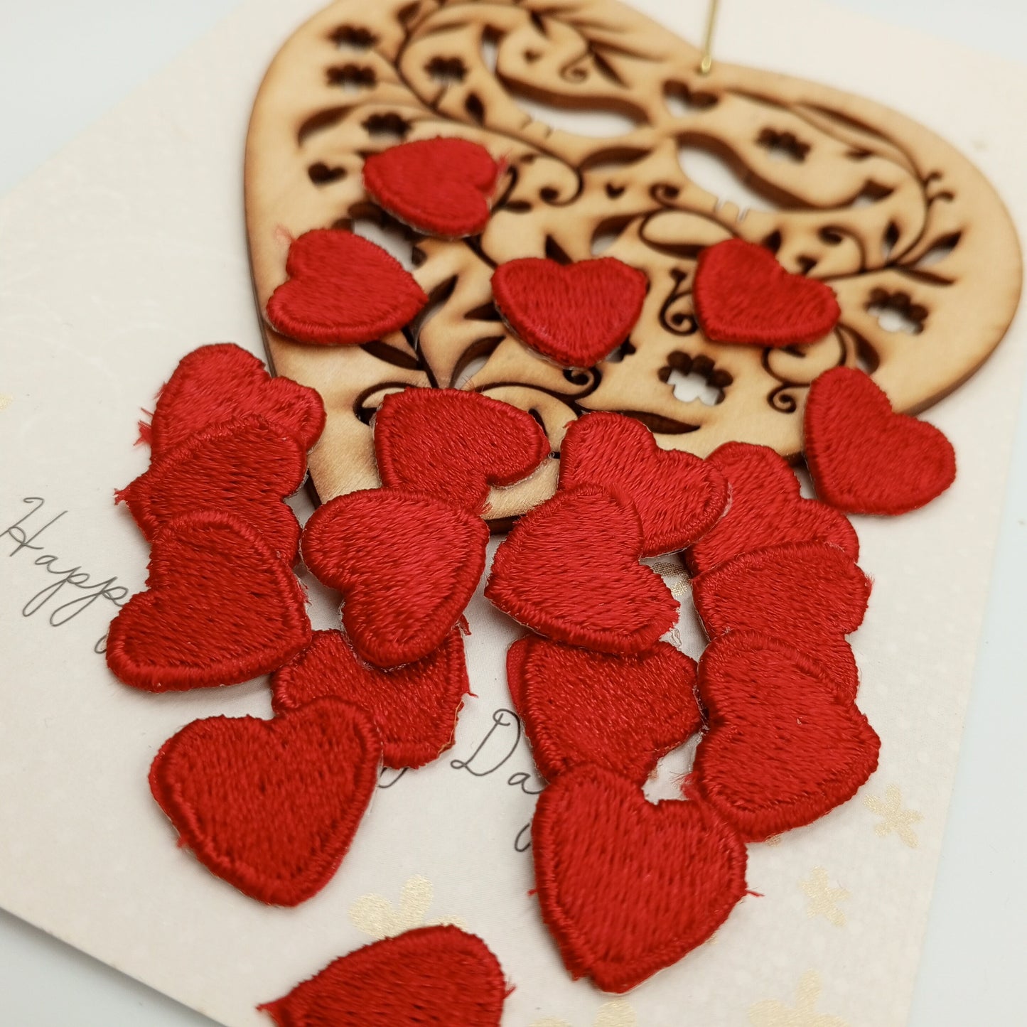 Red heart appliques VINTAGE Iron on Patches #657