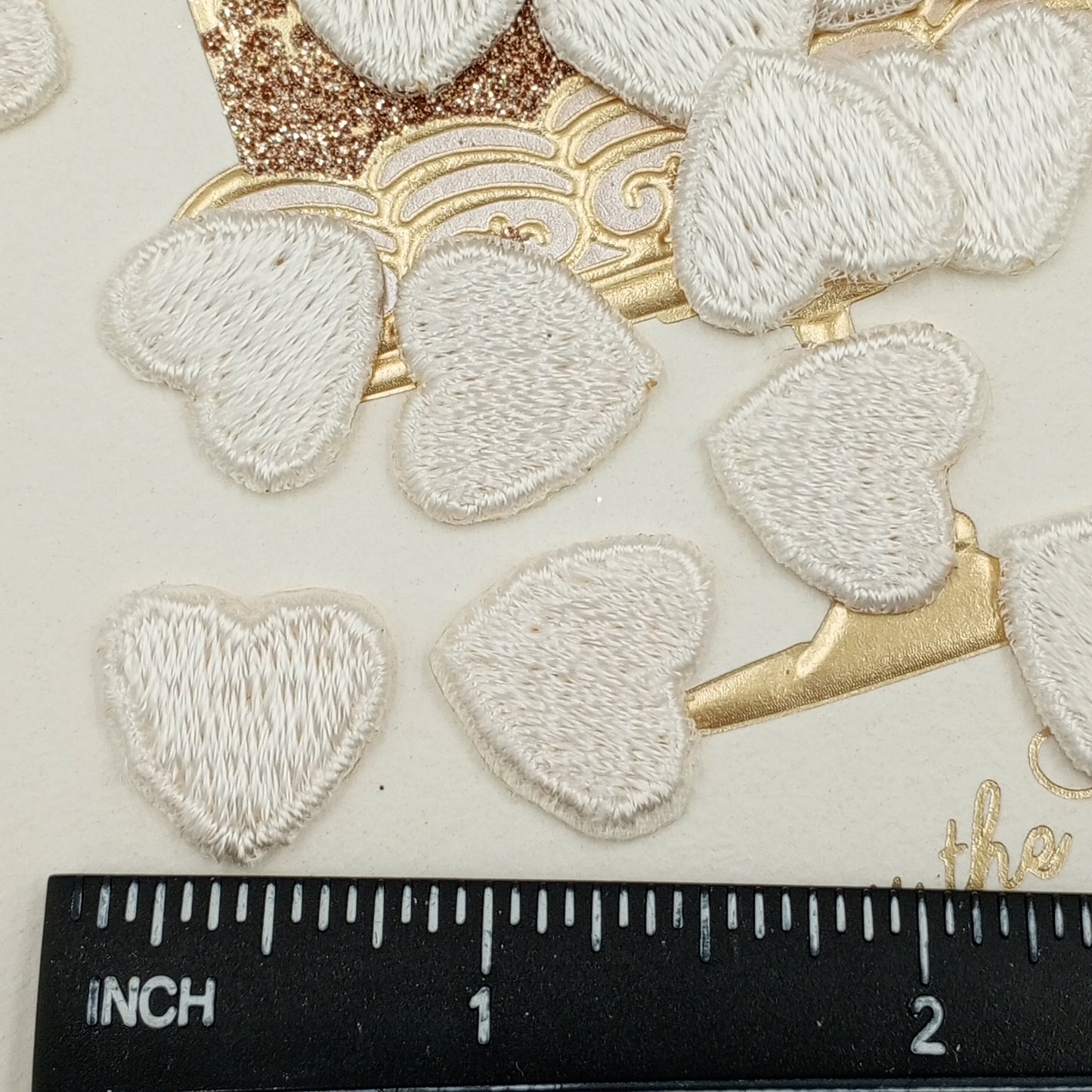 White heart appliques VINTAGE Iron on Patches #656