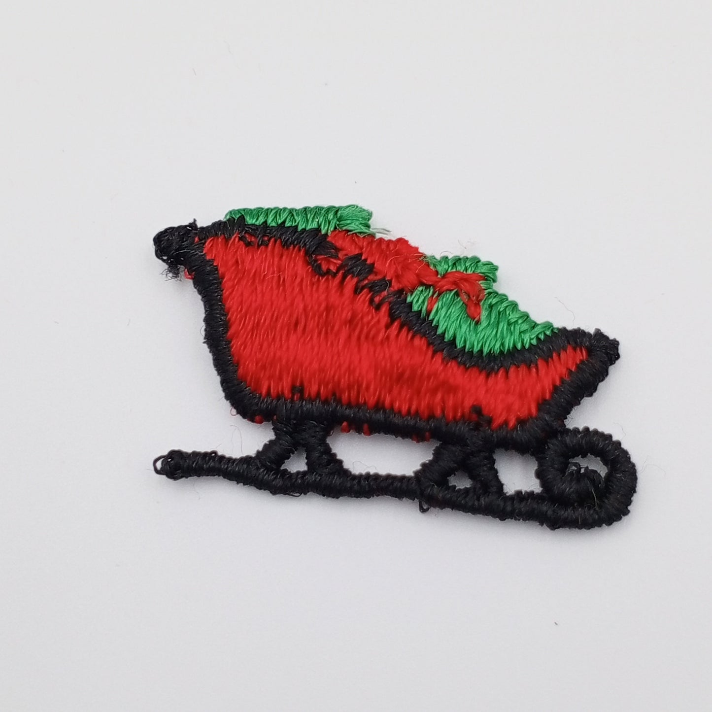 VINTAGE applique green black red Santa sleigh Christmas Patches #353