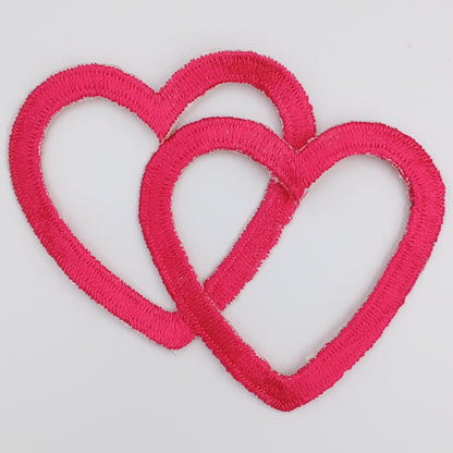 Valentine Hot Pink Heart Appliques VINTAGE Iron on Patches #641