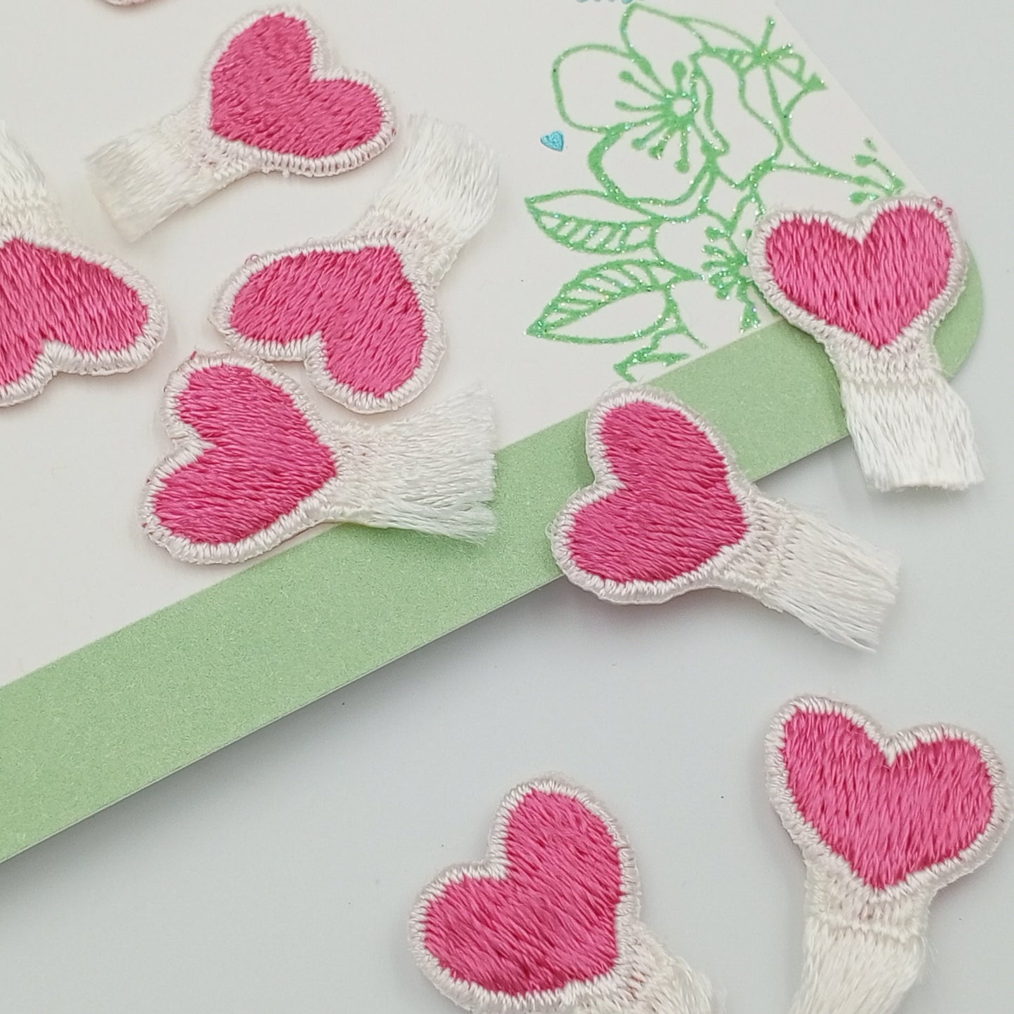 Valentine's Day Hearts Fringe White pink Cute HEART appliques VINTAGE Iron on Patches #652