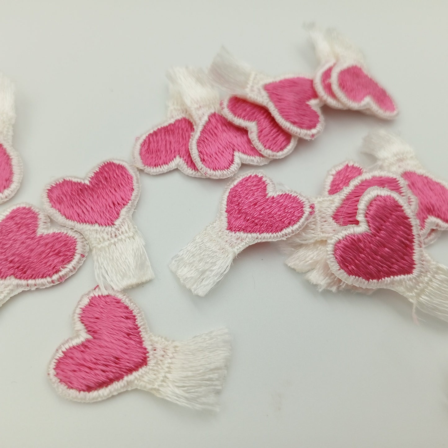 Valentine's Day Hearts Fringe White pink Cute HEART appliques VINTAGE Iron on Patches #652