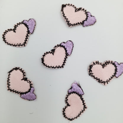 Pink Black Cute Lavender Love Hearts Appliques Valentine's Day Iron on Patches #650