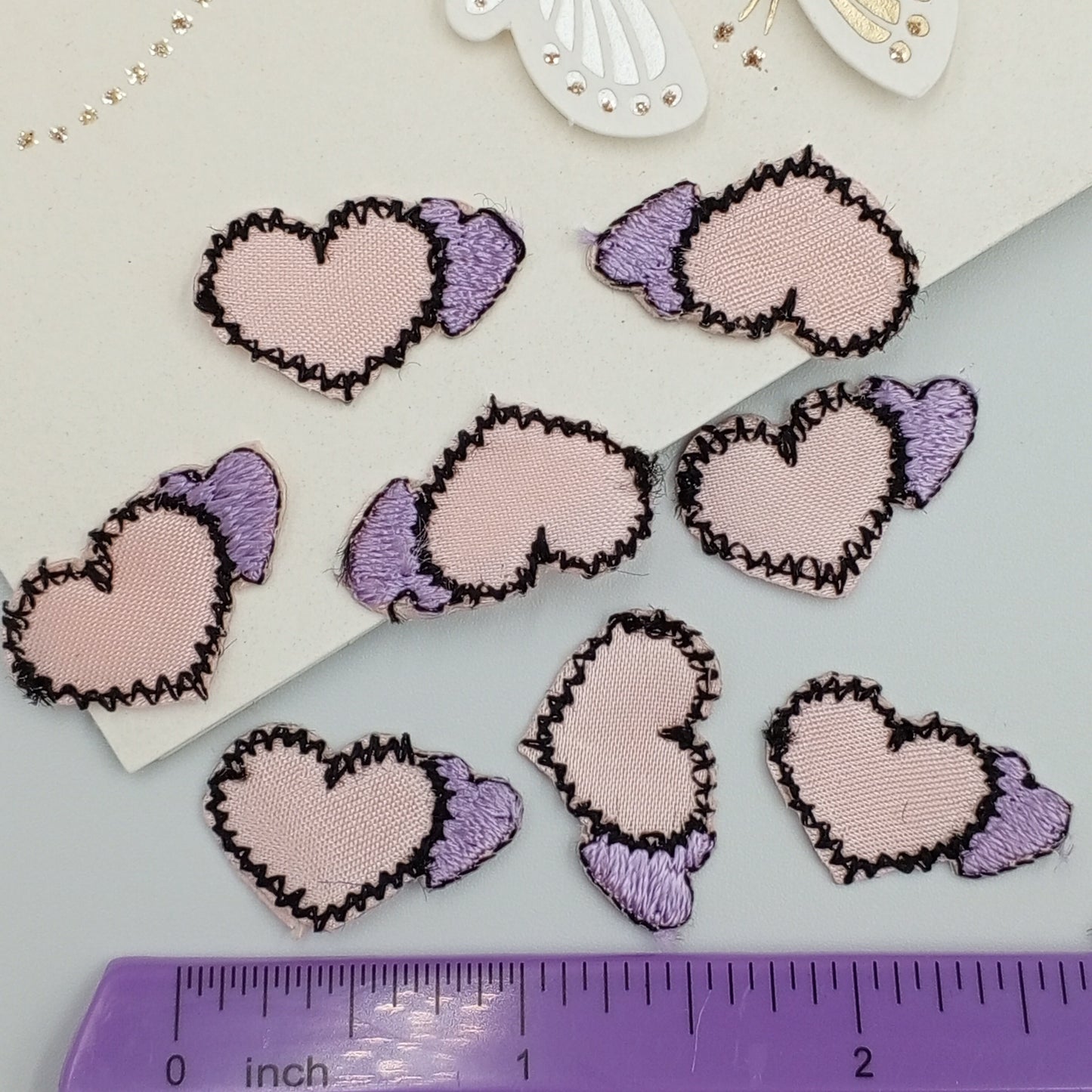 Pink Black Cute Lavender Love Hearts Appliques Valentine's Day Iron on Patches #650