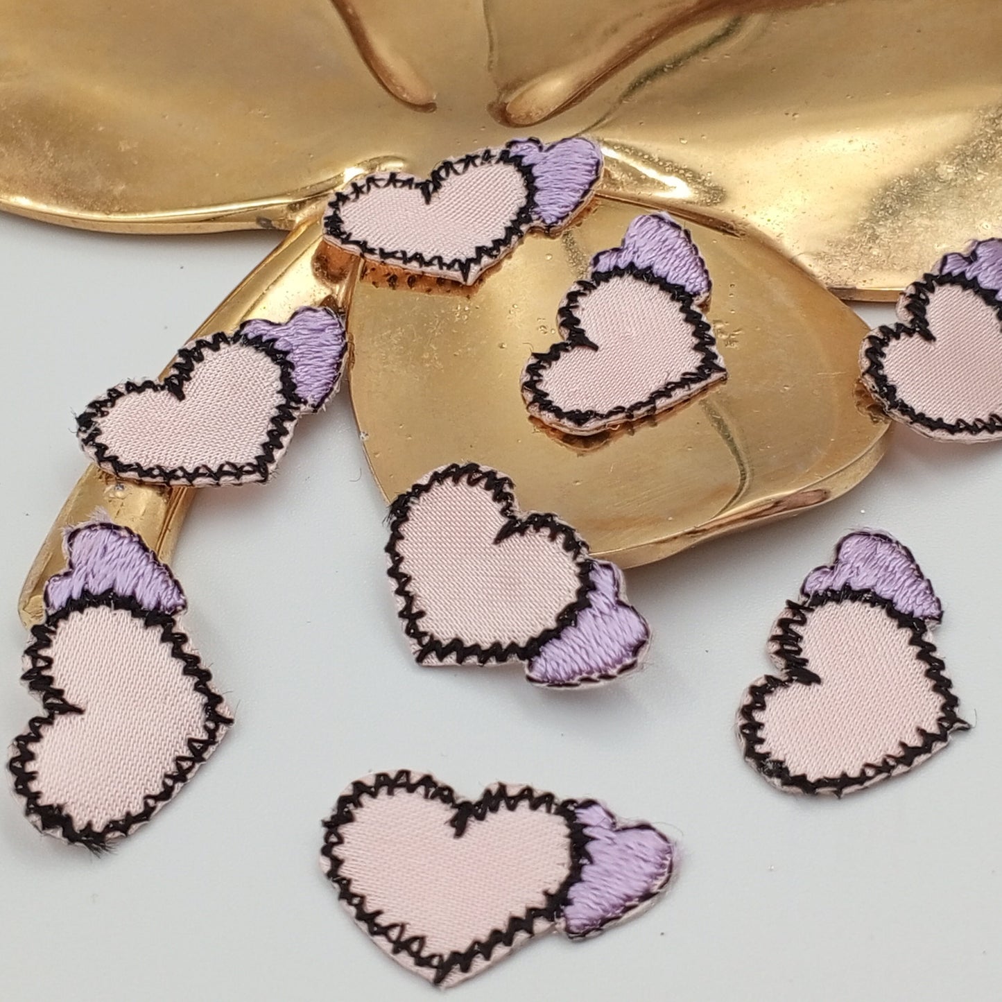 Pink Black Cute Lavender Love Hearts Appliques Valentine's Day Iron on Patches #650