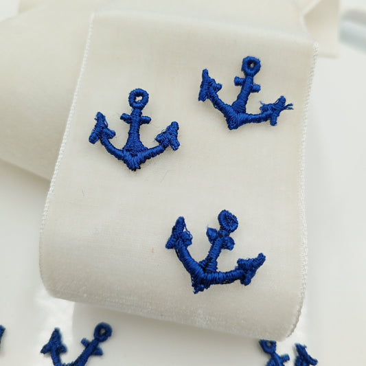 Navy blue Anchor Decorative Patch Nautical Embroidered Retro Vintage Classic Sailor Anchor Applique Motif Embroidery for Embellishments