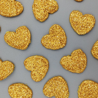 Metallic gold heart appliques VINTAGE sew on Patches for Valentine’s gift ideas #659