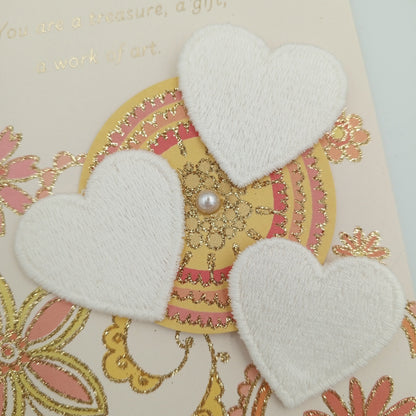 White heart appliques VINTAGE Sew on Patches #665