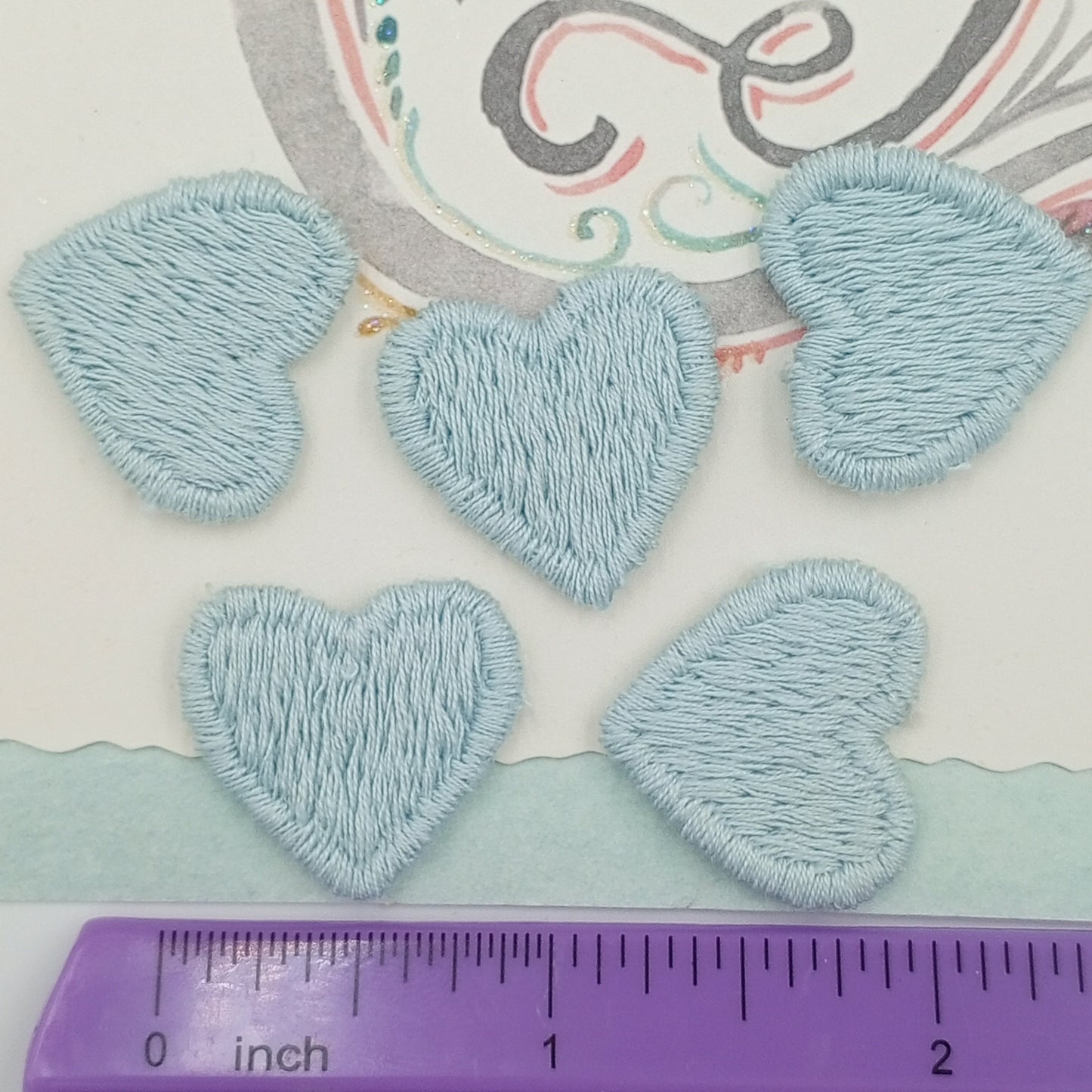 Light blue heart appliques VINTAGE Sew on Patches #664