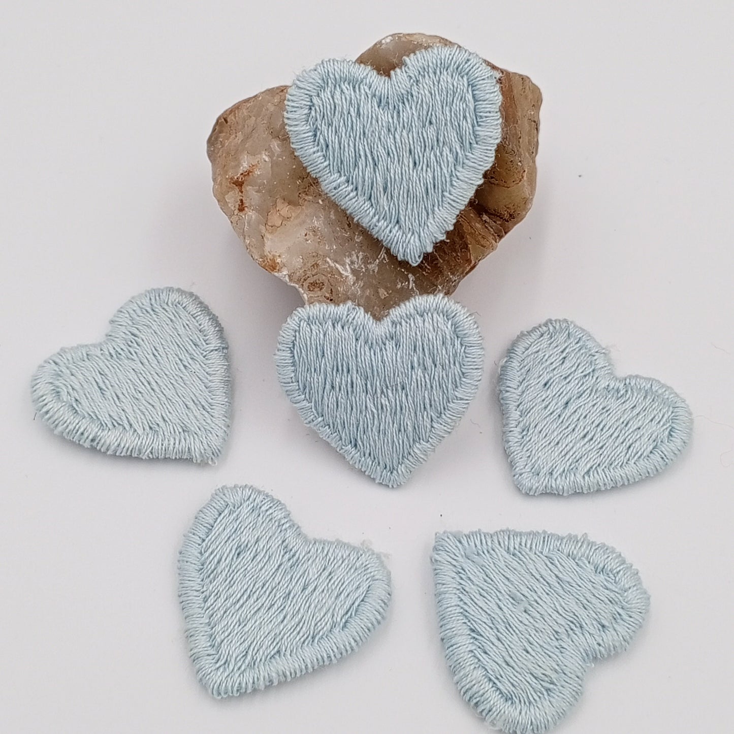 Light blue heart appliques VINTAGE Sew on Patches #664