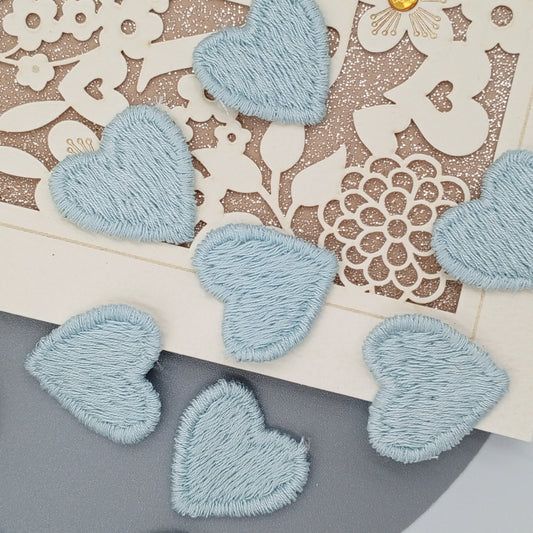 Baby blue heart appliques VINTAGE Sew on Patches #662