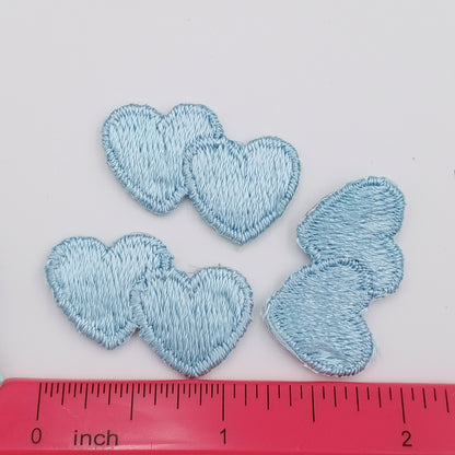 Light blue double hearts appliques VINTAGE Iron on Patches #660