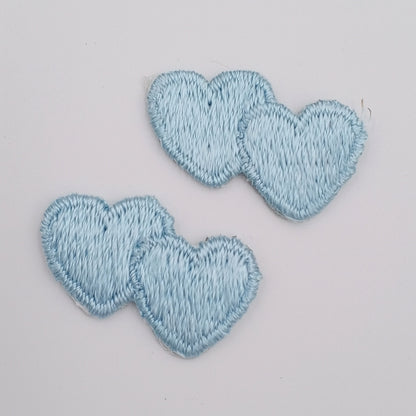 Light blue double hearts appliques VINTAGE Iron on Patches #660