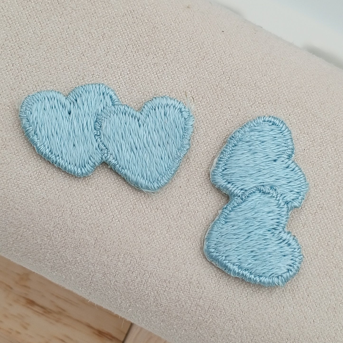 Light blue double hearts appliques VINTAGE Iron on Patches #660