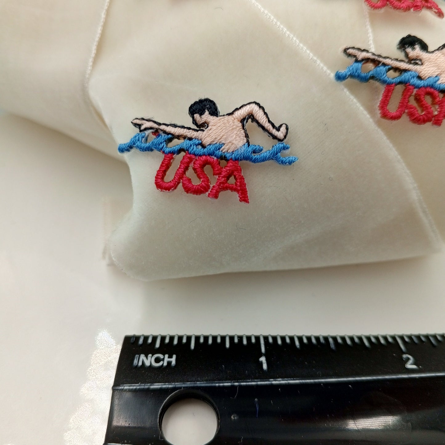 U.S.A. swimming Patches Iron-on black blue red Embroidered Appliques