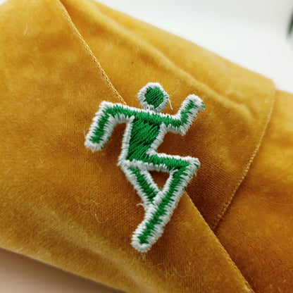 VINTAGE Human running symbol Patches green white Embroidered Appliques