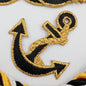 Metallic gold black Iron on Anchor Decorative Patch Nautical Embroidered Retro Vintage Classic Sailor Anchor Applique Motif Embroidery