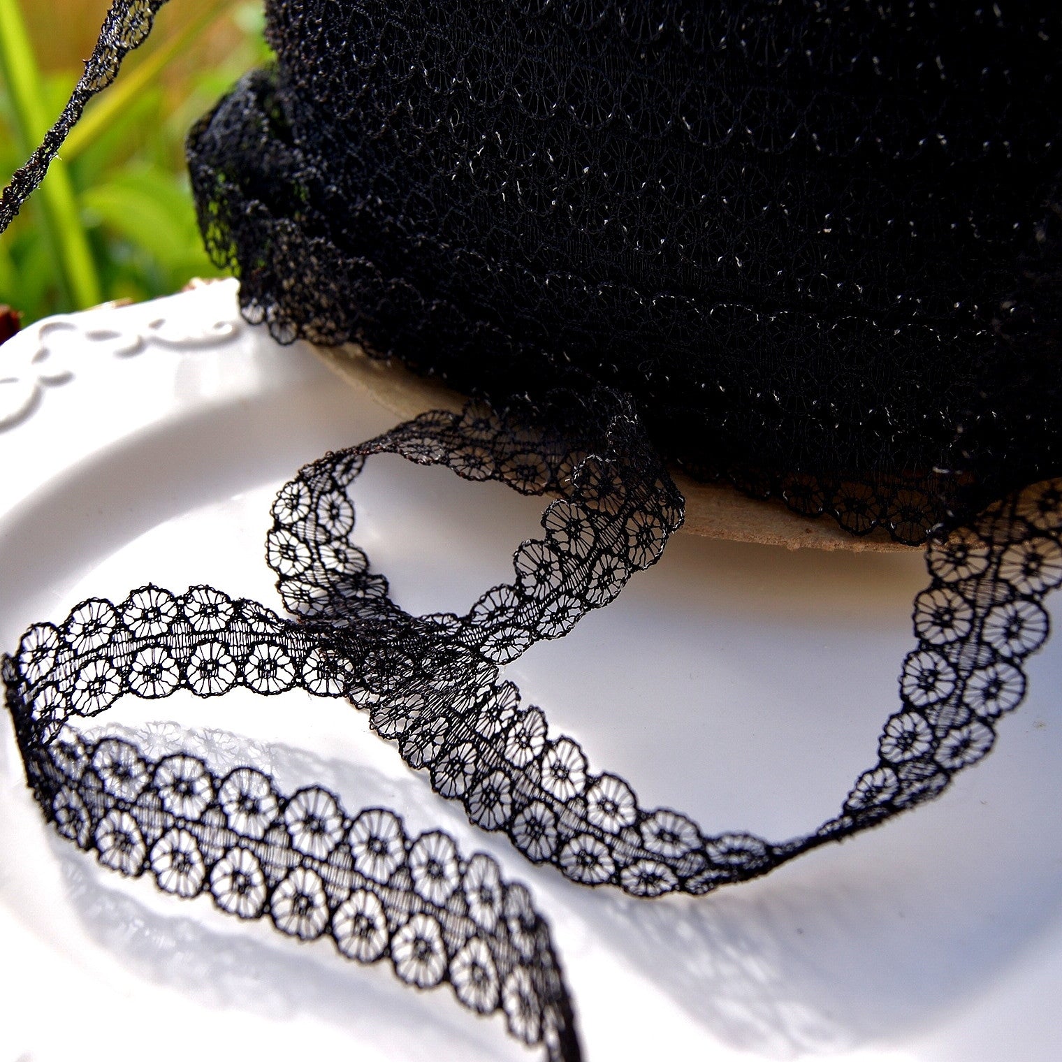 Black Hanging Lace Trim One Sided Lace 1 Metre 3 Inches