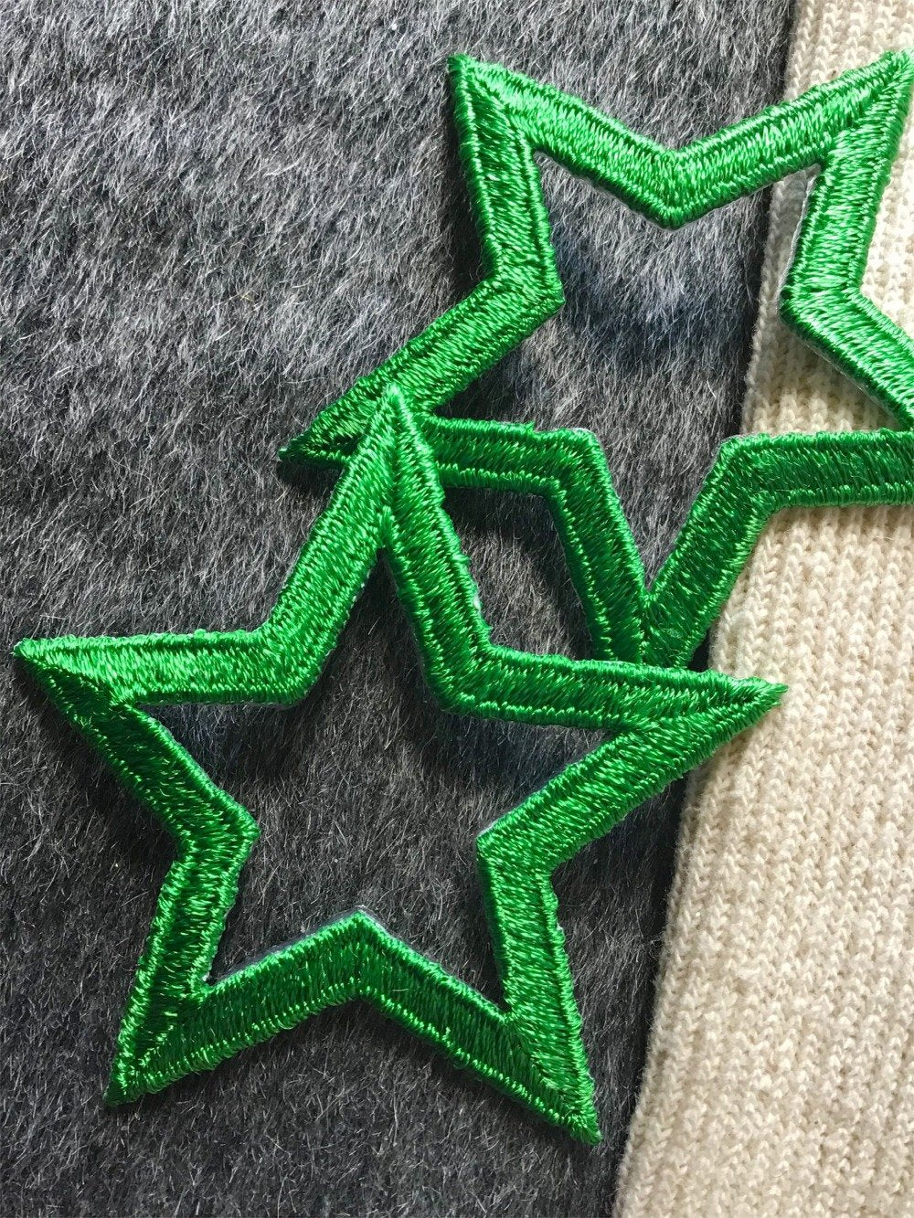 Vintage Green Star Iron-on Embroidery Applique #5019