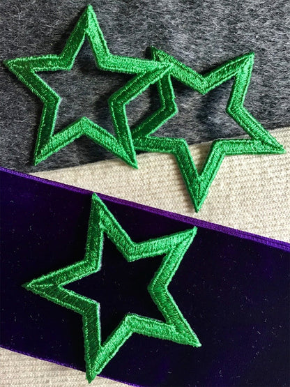 Vintage Green Star Iron-on Embroidery Applique #5019