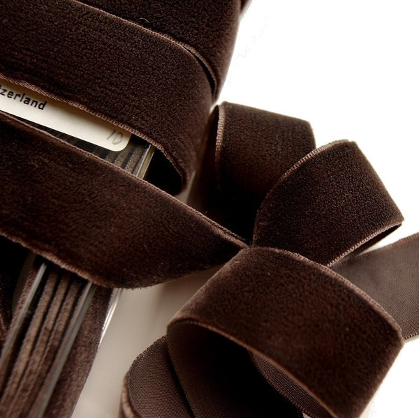 VVR- 1 3/8 Light Brown Velvet Ribbon - made in Switzerland